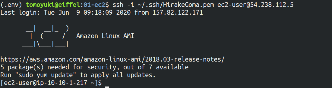 SSH で EC2 インスタンスにログイン